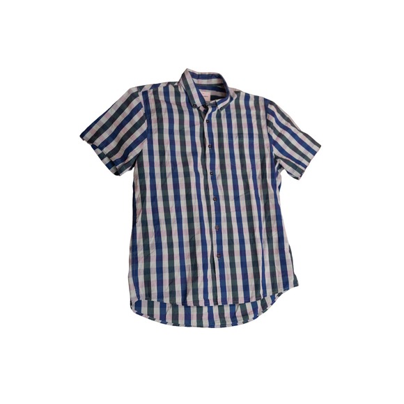 Peter Werth short sleeve men's button down shirt size large blue‎ green pink - Picture 1 of 5